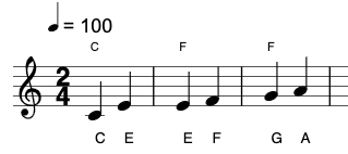 Lyrics under chords